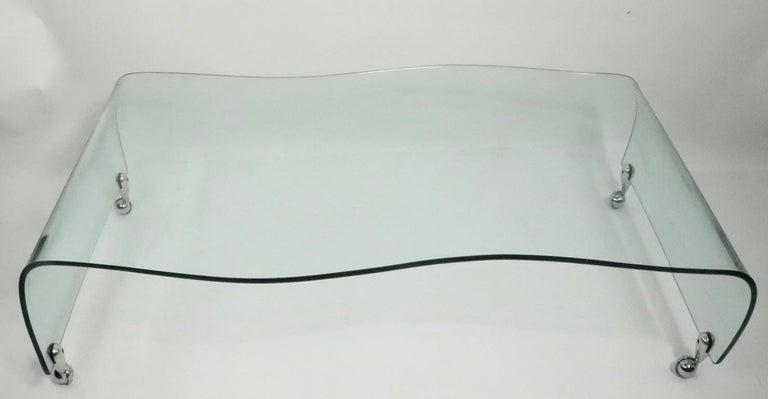Unusual Glass Coffee Table by Fiam Attributed to Cini Boeri 1