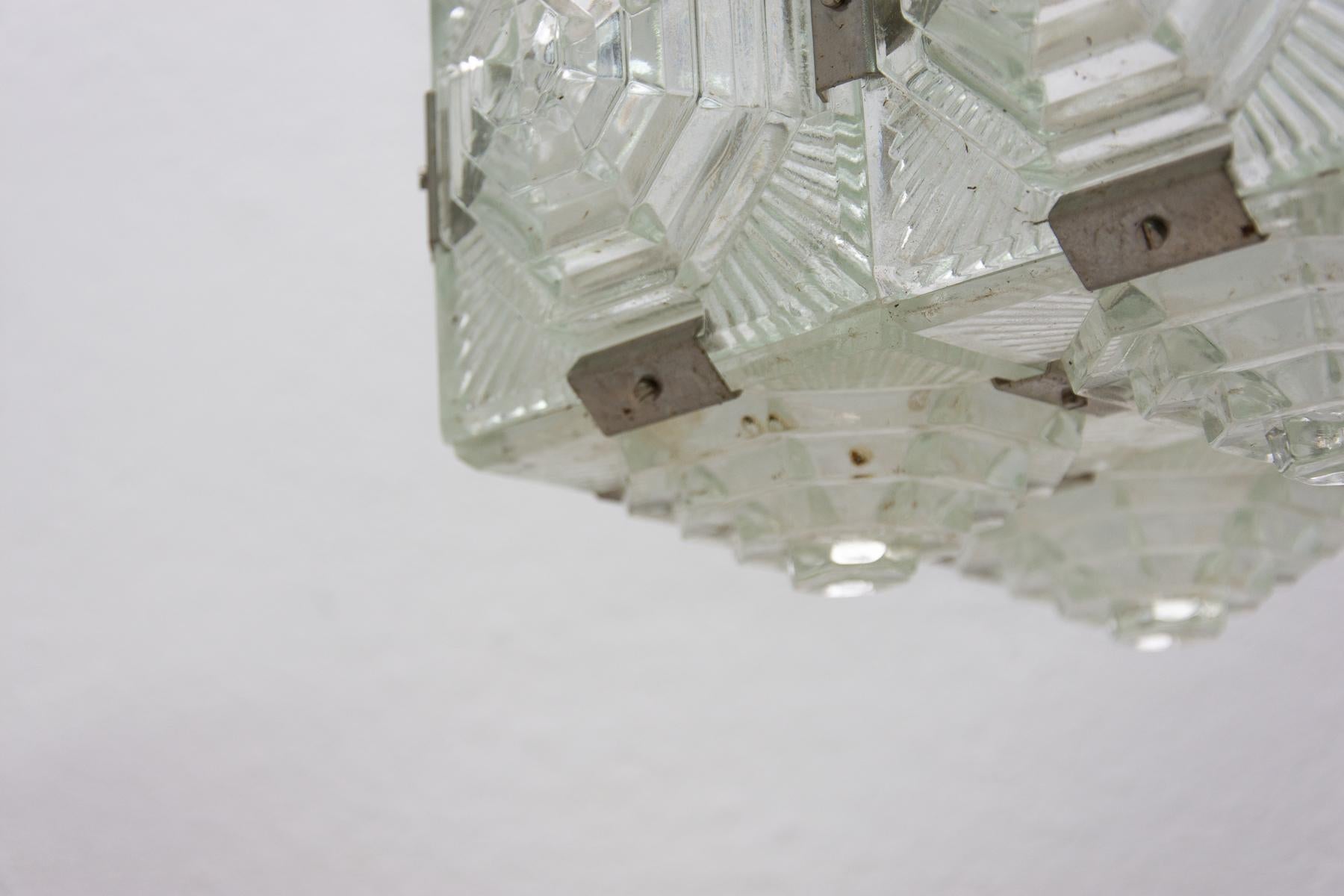 Lampes à suspension cubiques en verre inhabituelles de Kamenick enov, 1970, prix par paire en vente 6