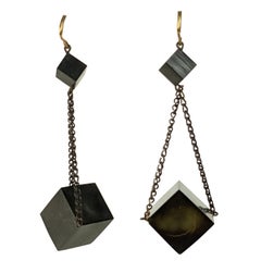 Unusual Gutta Percha Victorian Geometric Earrings