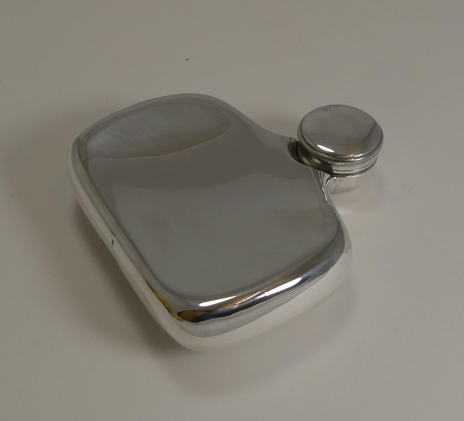 A rare English hip flask dating to the late Victorian era, around 1885.

This unusual, electro- plated hip flask was made by James Dixon & Son to the patent design of Joseph Hall. Both Hall and Dixon were from Sheffield and the latter’s business