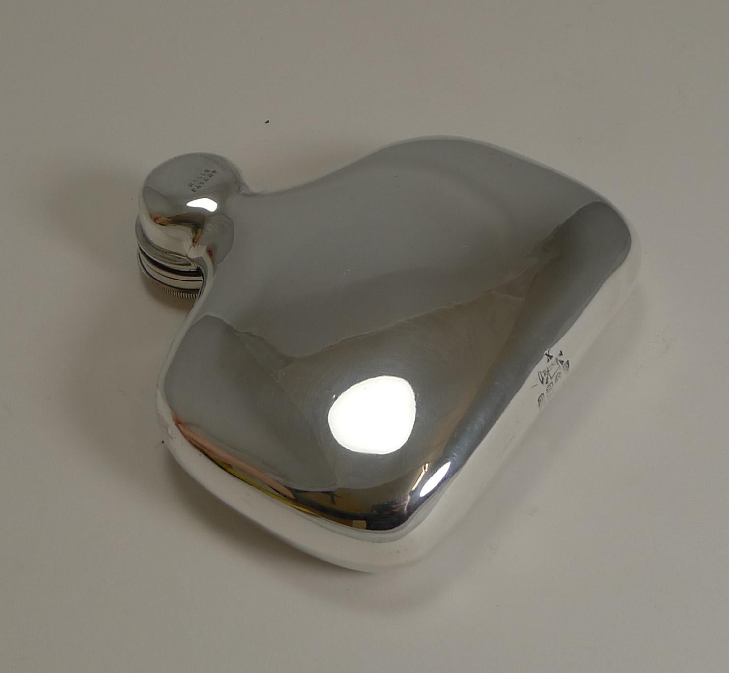 Silver Plate Unusual Hall's Patent Hip Flask by James Dixon and Sons, circa 1885