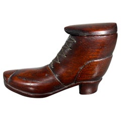 Inusual Zapato de Madera de Arte Popular Tallado a Mano...