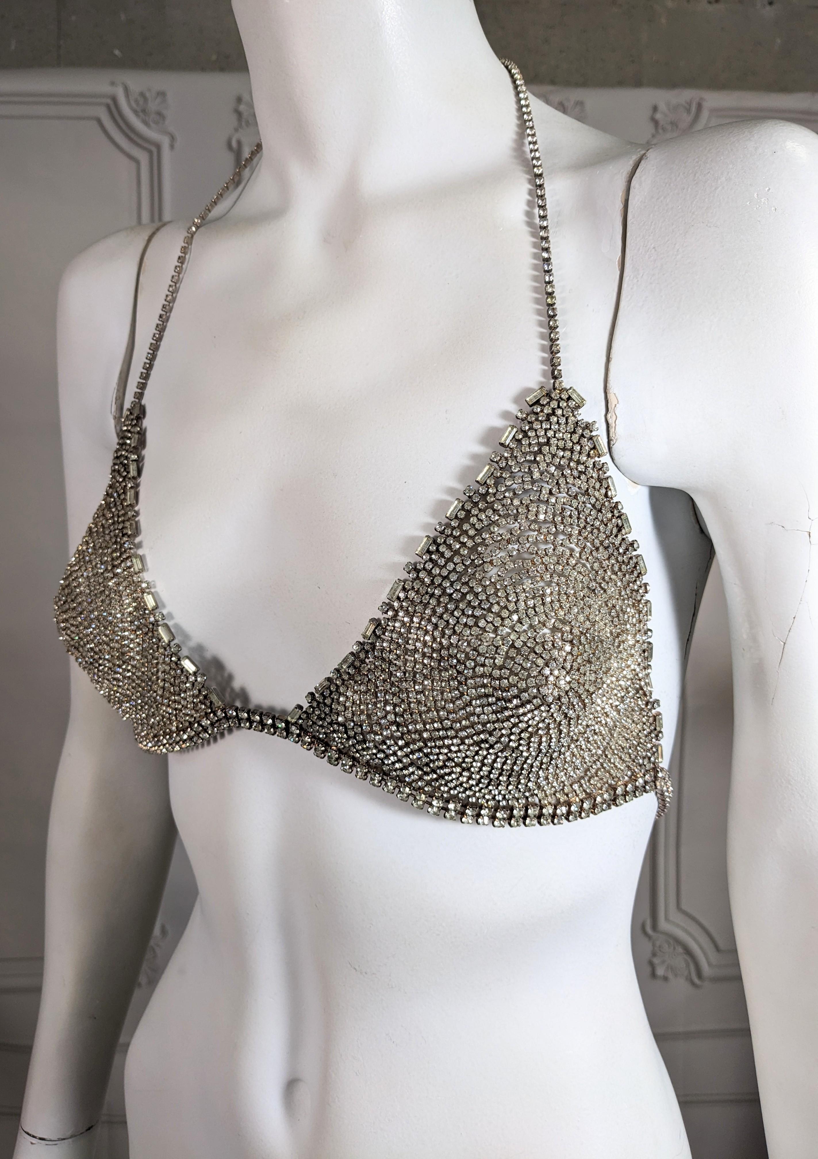 Unusual Handmade Rhinestone Crystal Bra In Good Condition For Sale In New York, NY