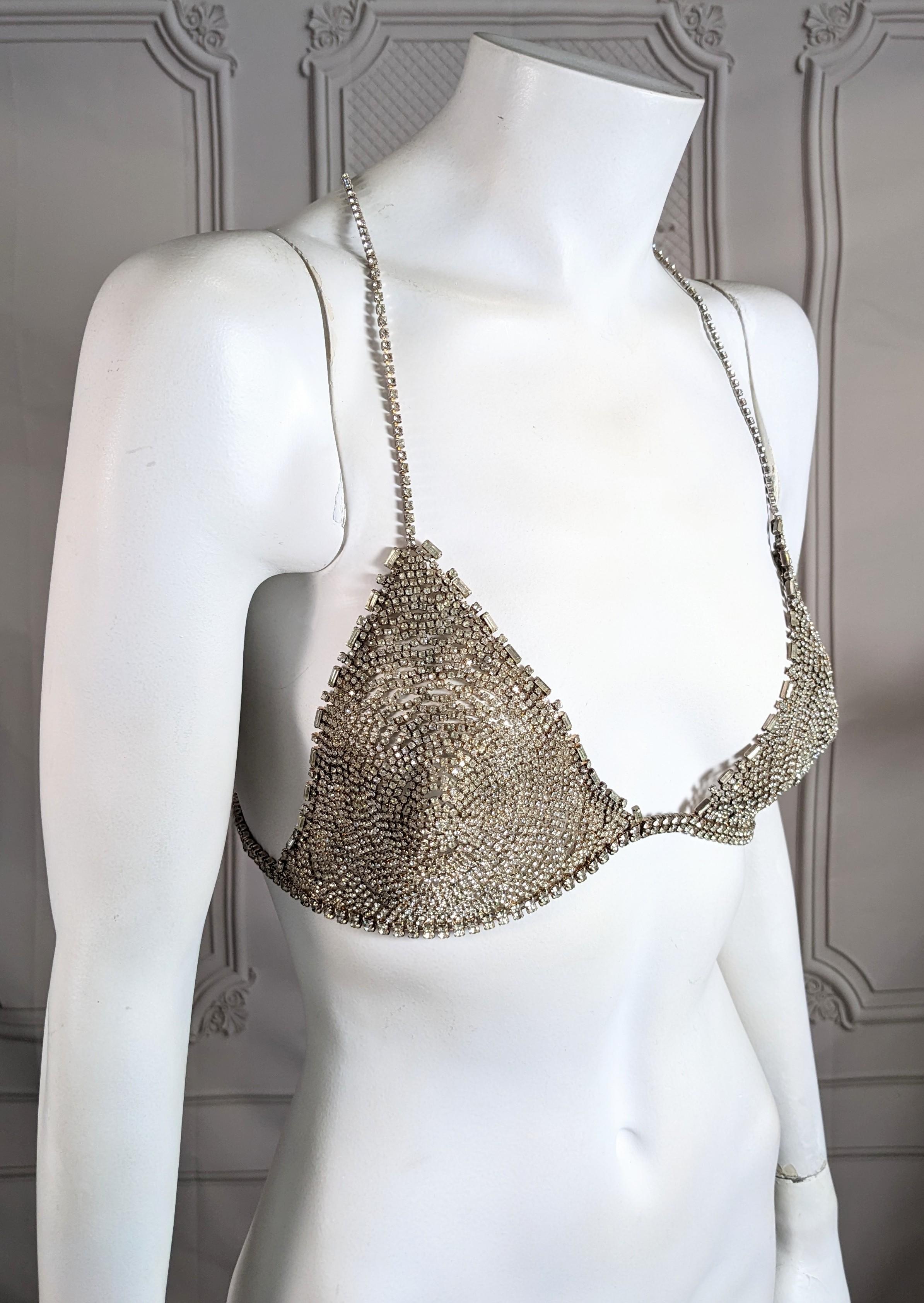Women's or Men's Unusual Handmade Rhinestone Crystal Bra For Sale