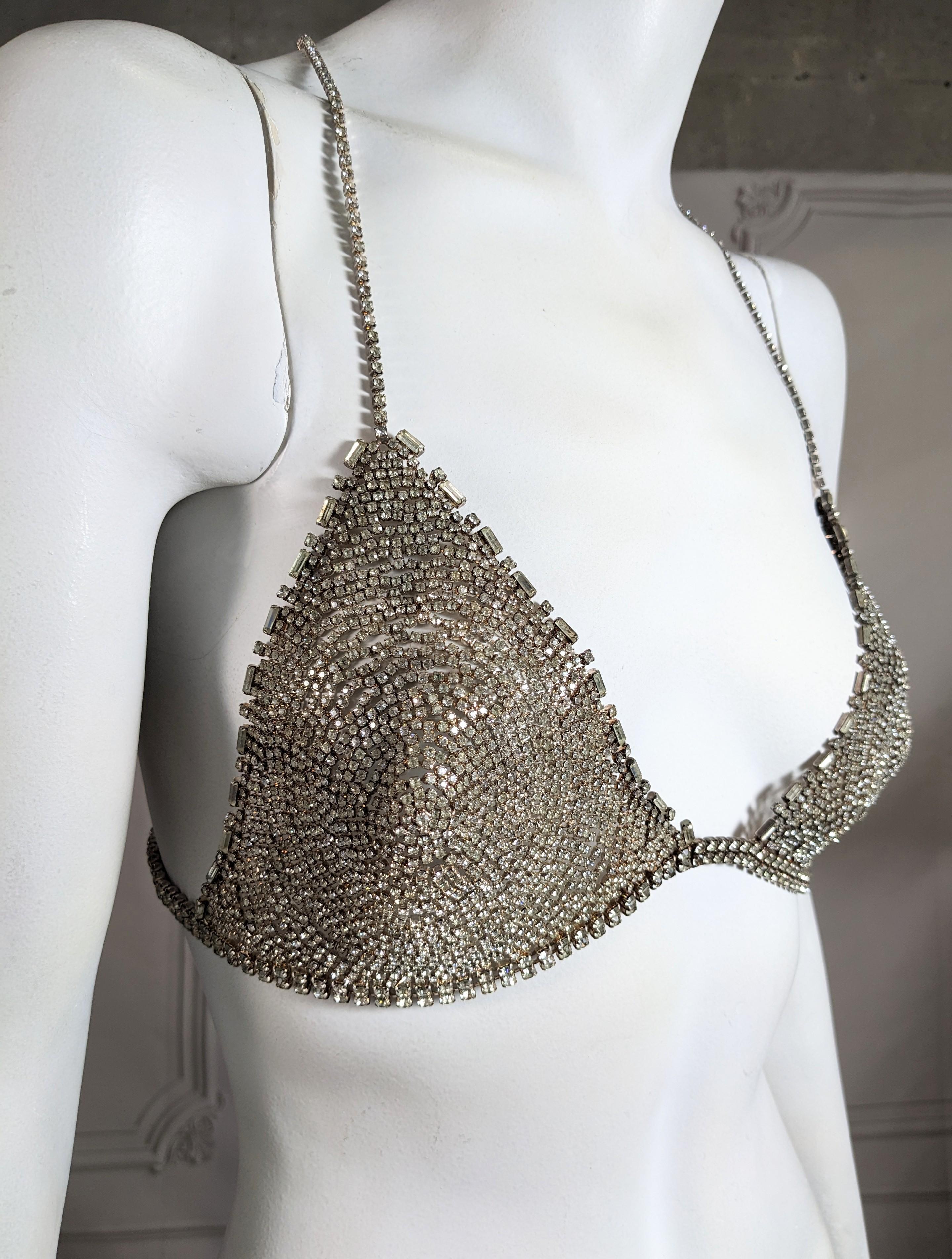 Unusual Handmade Rhinestone Crystal Bra For Sale 1