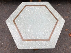 Unusual Harvey Probber Green Hexagon Terrazzo Top Side Table Mid-century Modern
