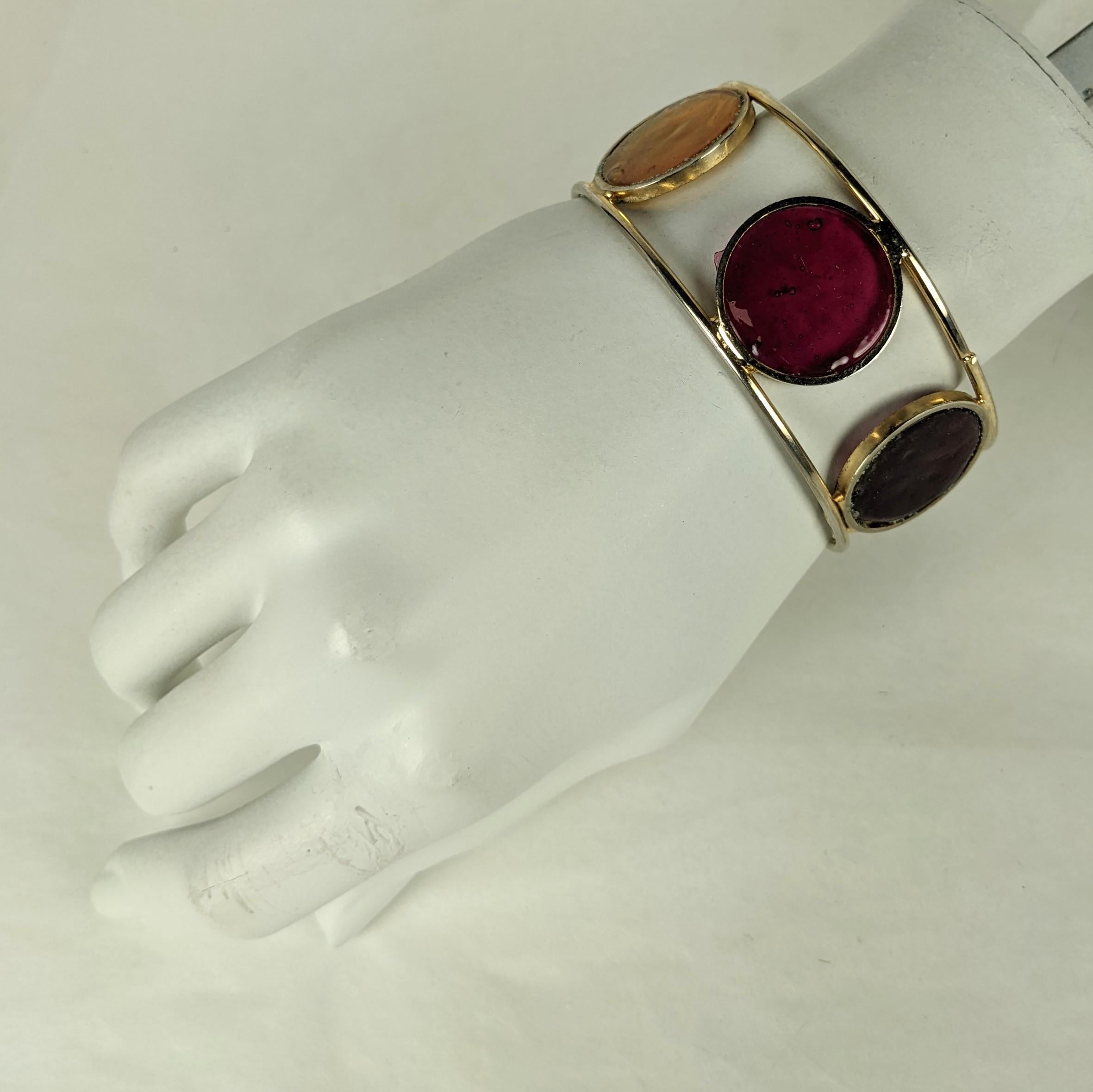 Unusual Hattie Carnegie Poured Glass Bangle, Gripoix For Sale 2