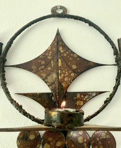 Unusual Henrik Horst Brutalist Metal Candleholder, Denmark, Ca. 1970s.