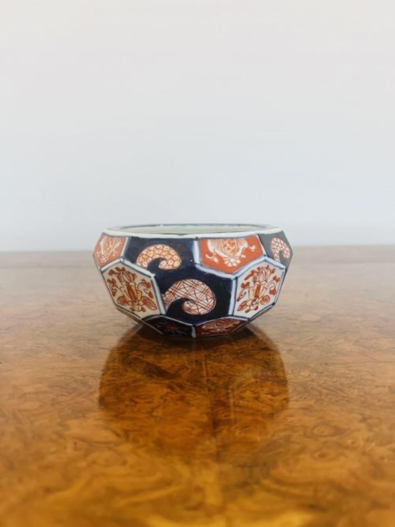 20th Century Unusual hexagonal shaped antique Japanese Imari bowl For Sale