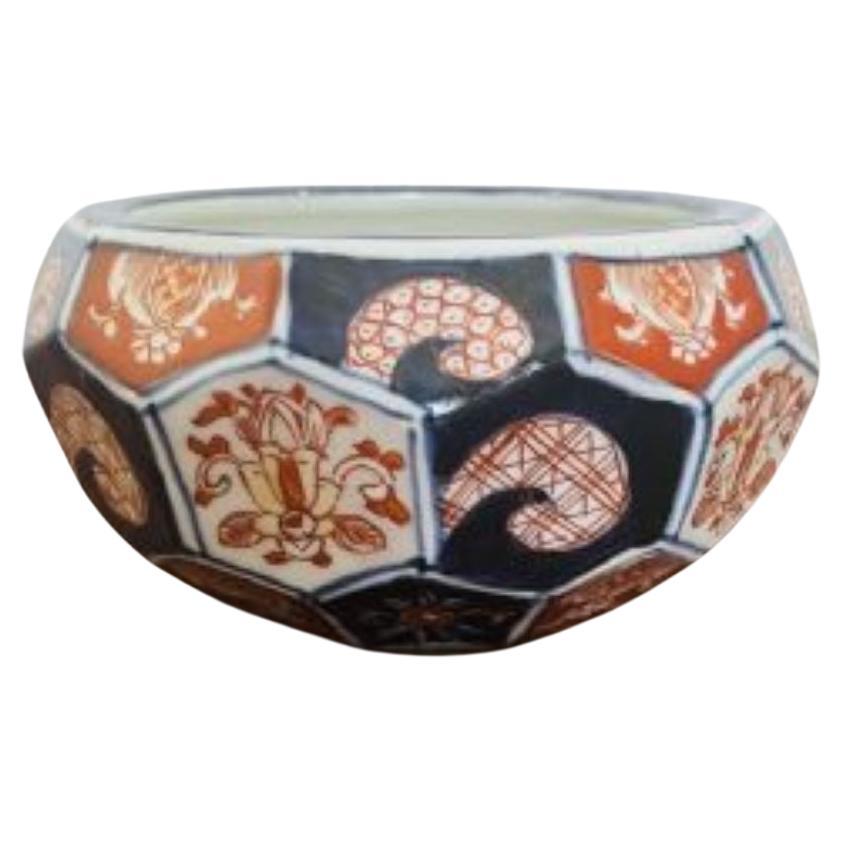 Unusual hexagonal shaped antique Japanese Imari bowl For Sale