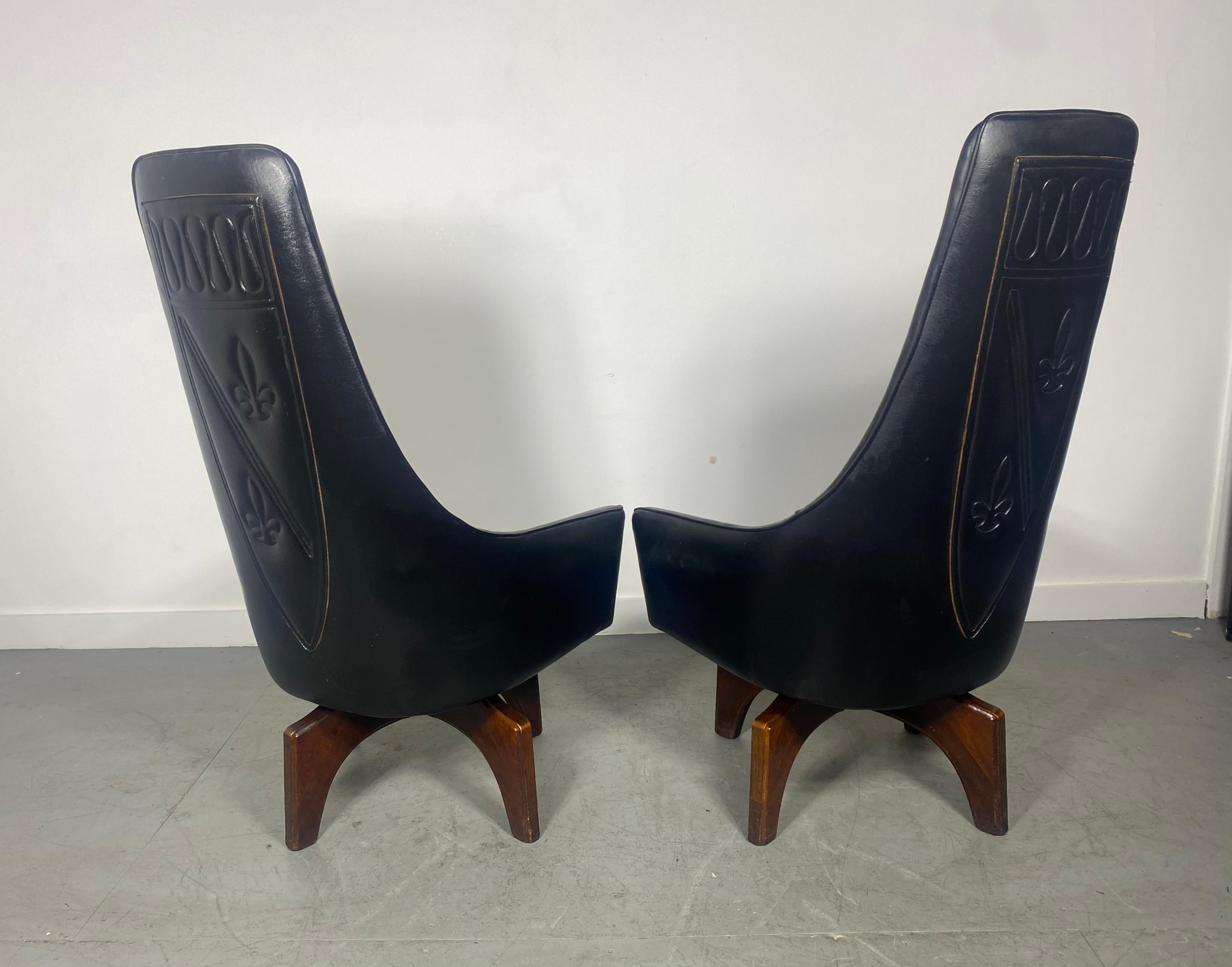 Unusual High Back Swivel Arm Chairs by Virtue Bros..after Adrian Pearsall 5