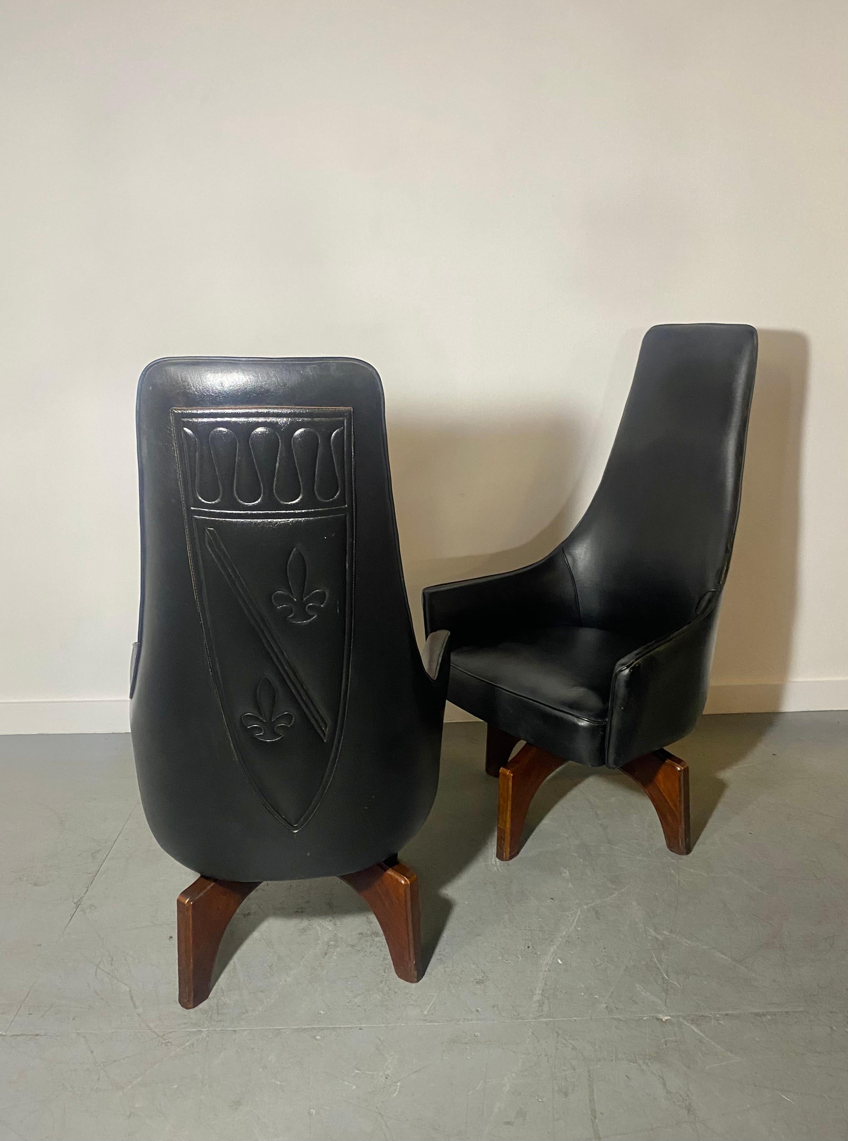 Mid-Century Modern Unusual High Back Swivel Arm Chairs by Virtue Bros..after Adrian Pearsall