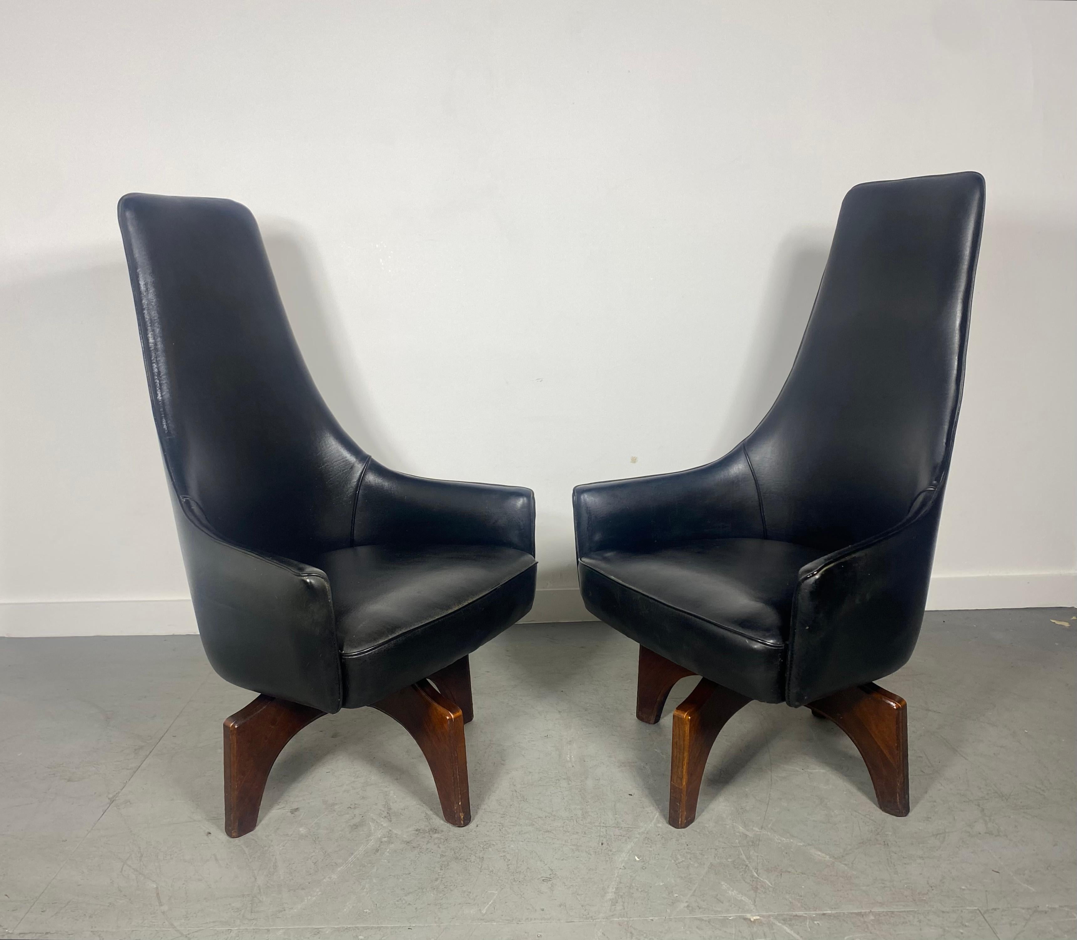 American Unusual High Back Swivel Arm Chairs by Virtue Bros..after Adrian Pearsall