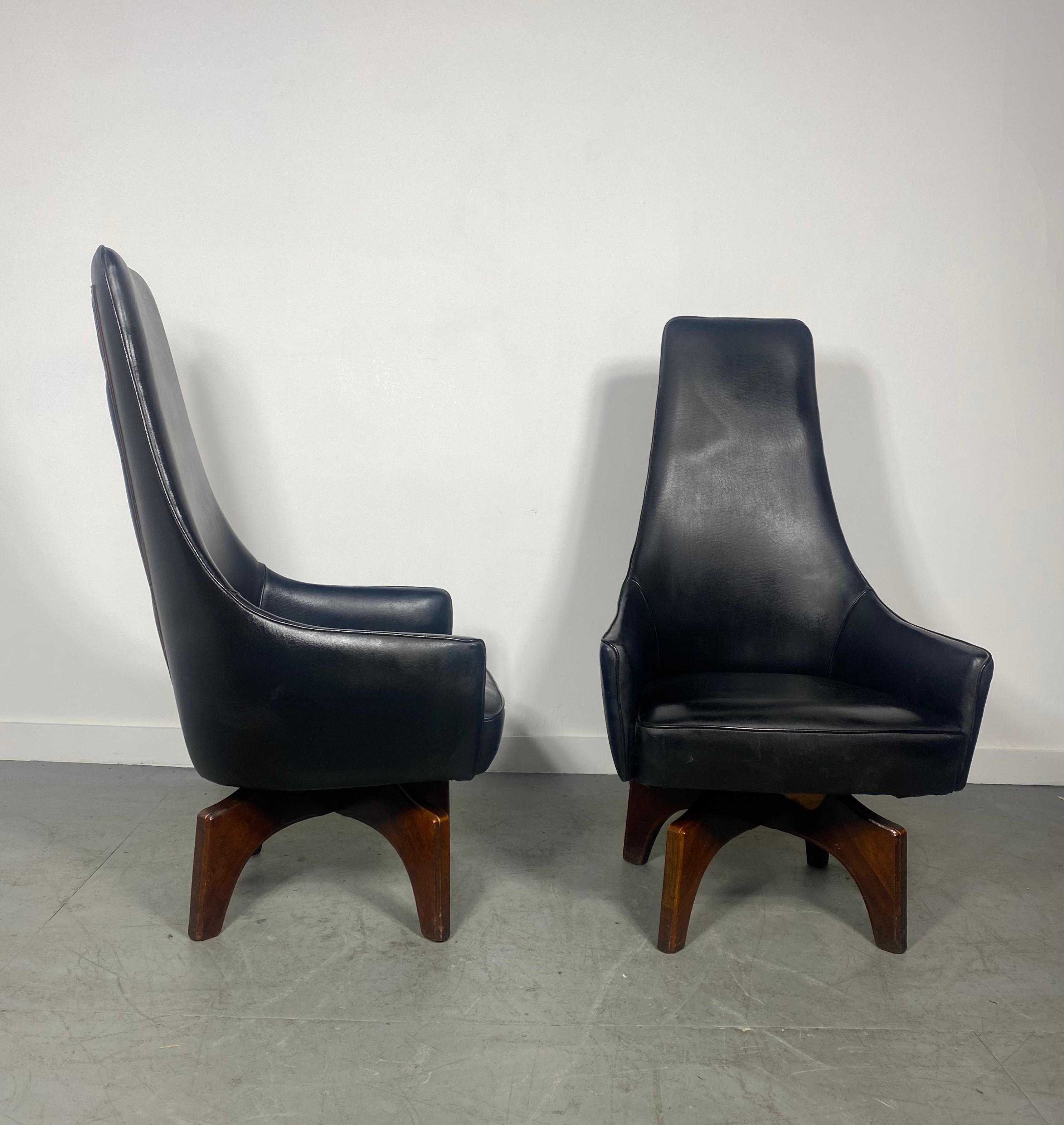 Unusual High Back Swivel Arm Chairs by Virtue Bros..after Adrian Pearsall In Good Condition In Buffalo, NY