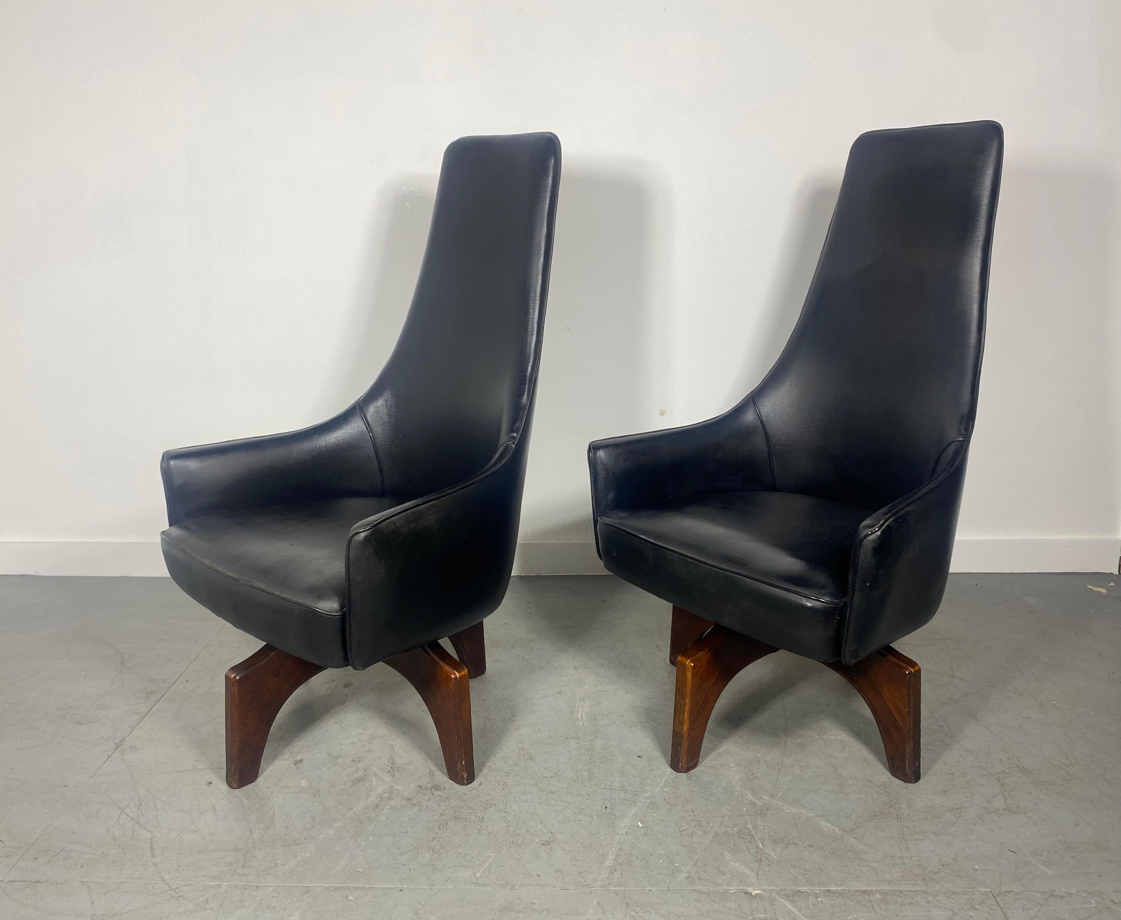 Mid-20th Century Unusual High Back Swivel Arm Chairs by Virtue Bros..after Adrian Pearsall