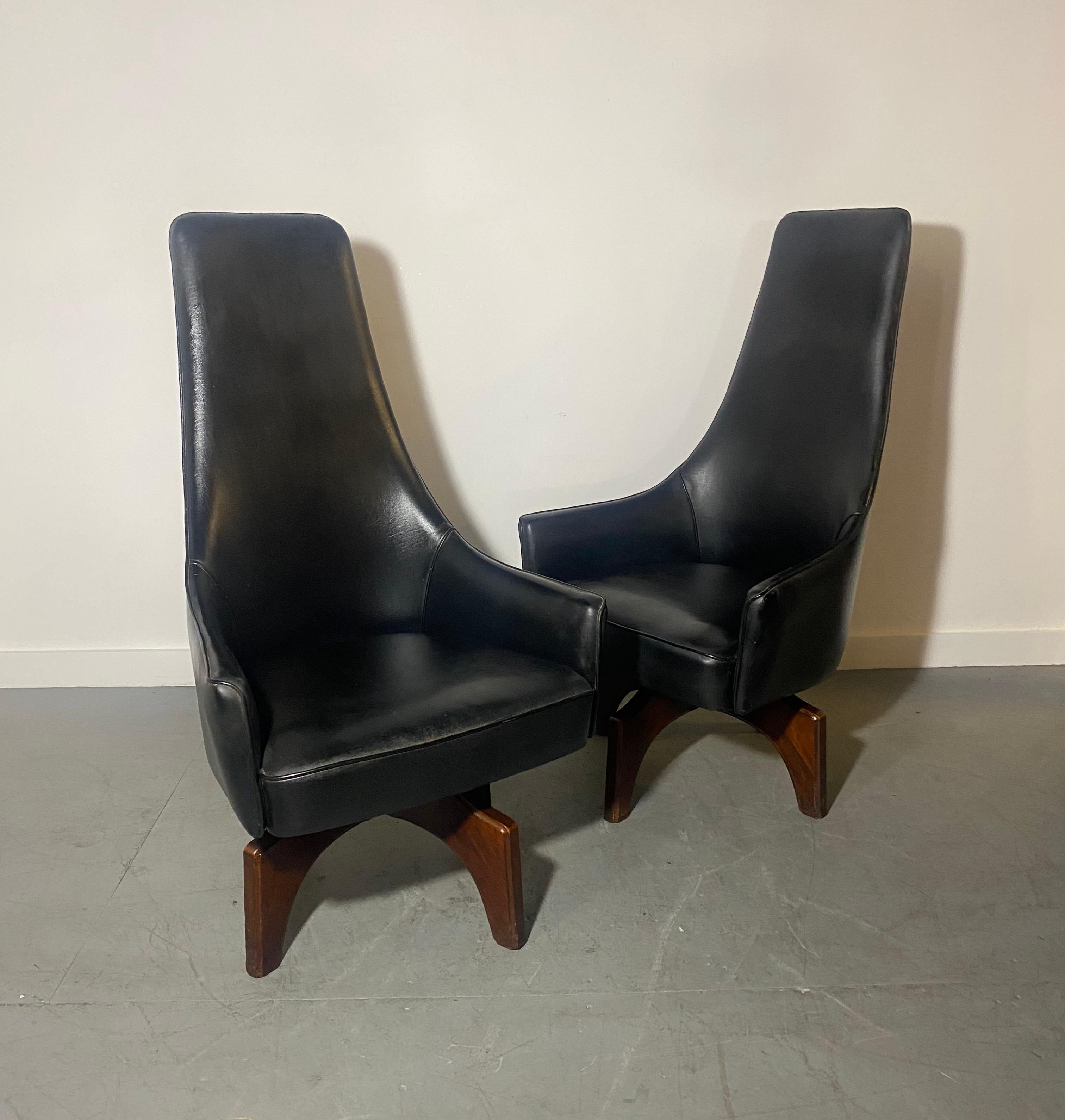 Unusual High Back Swivel Arm Chairs by Virtue Bros..after Adrian Pearsall 1