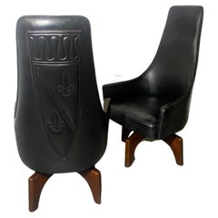 Unusual High Back Swivel Arm Chairs by Virtue Bros..after Adrian Pearsall