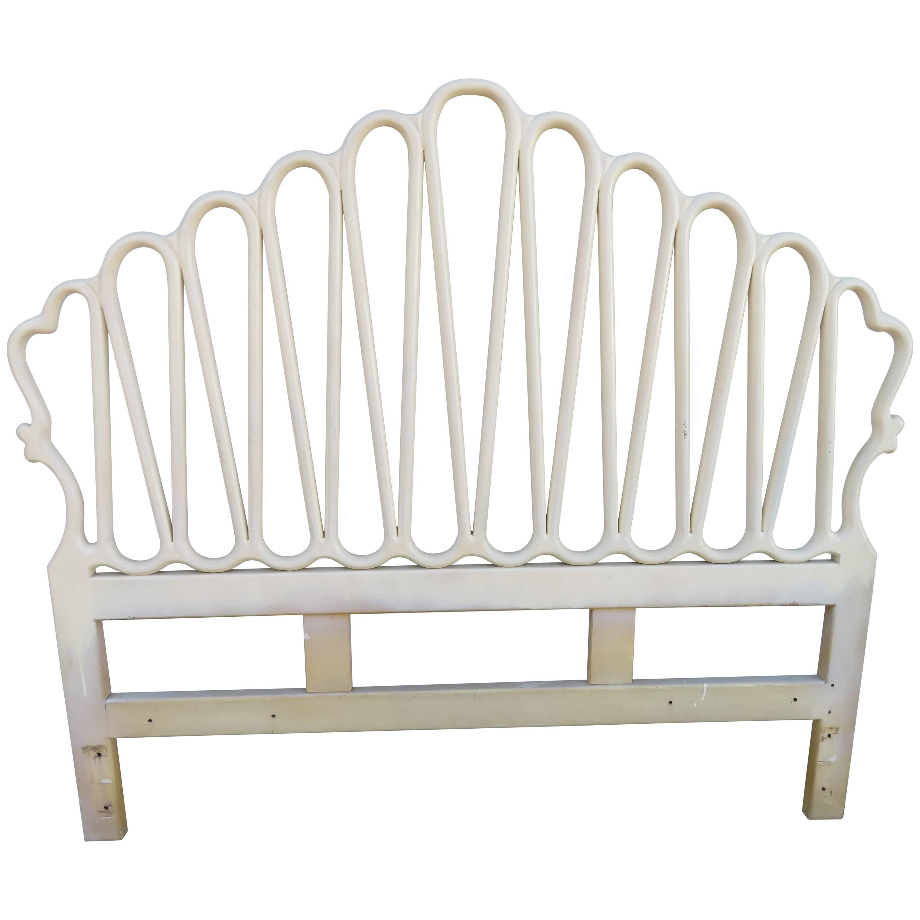 Unusual Hollywood Regency Ribbon Queen Size Head Board Midcentury For Sale