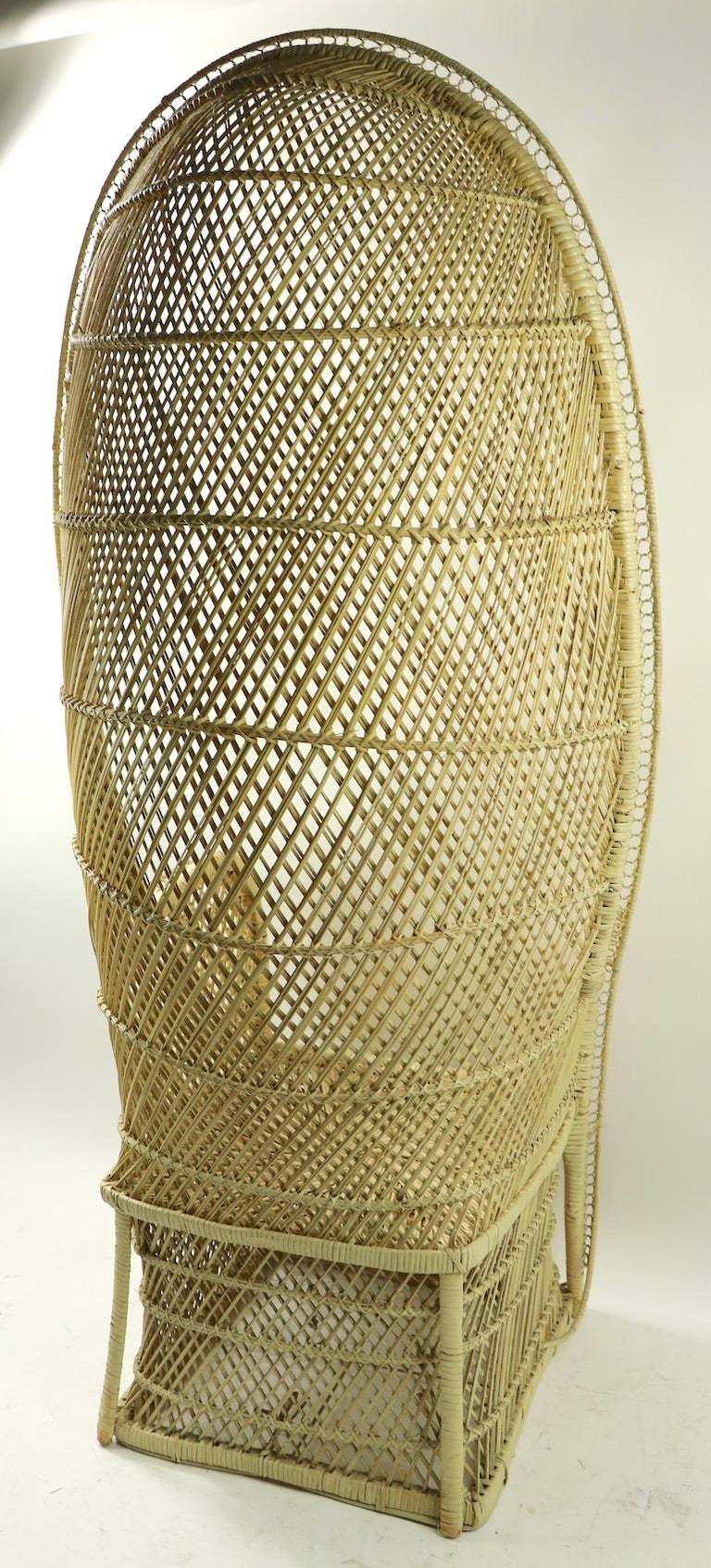 Unusual Hooded Wicker Peacock Chair at 1stDibs