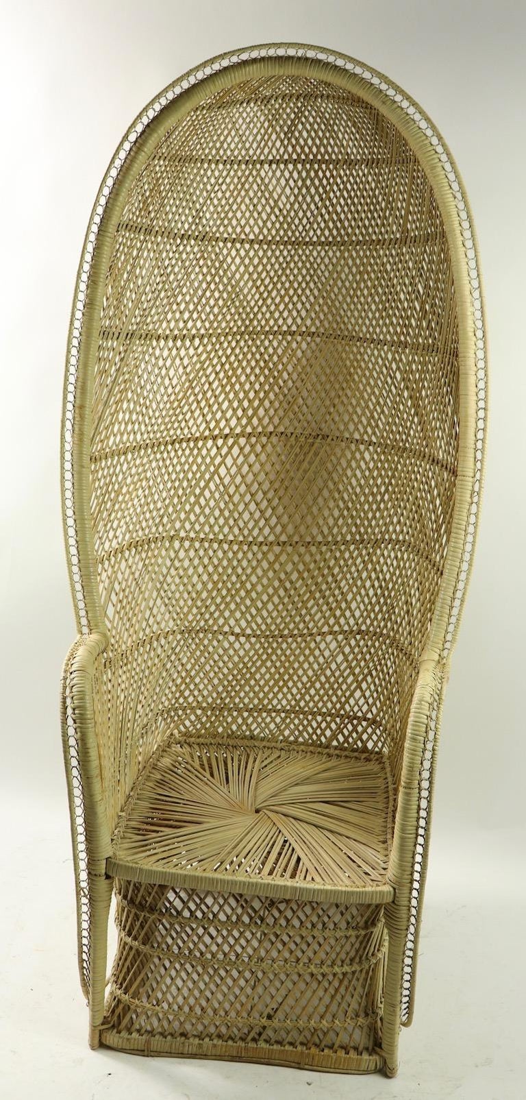 Unusual Hooded Wicker Peacock Chair at 1stDibs