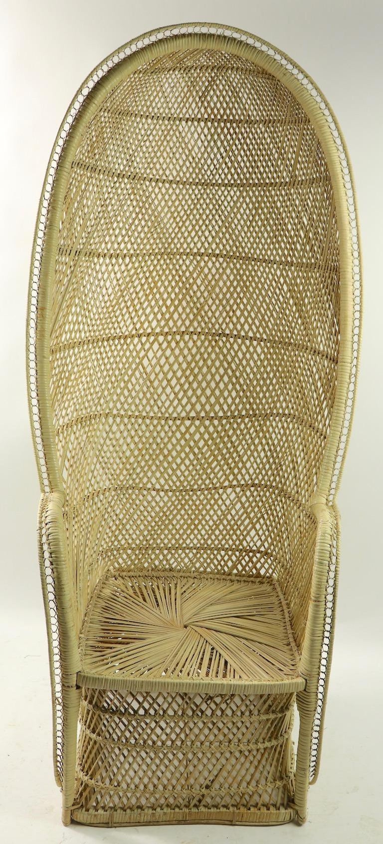 Unusual Hooded Wicker Peacock Chair at 1stDibs