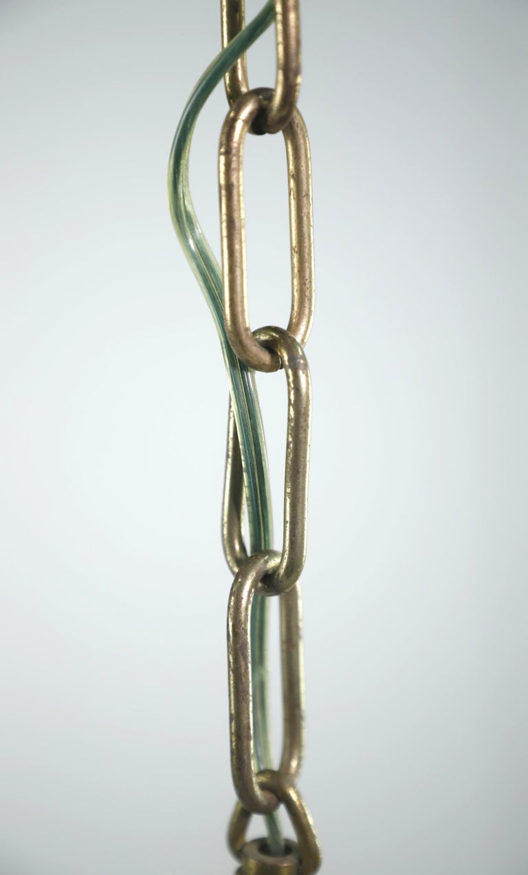 Unusual Industrial Green Glass Globe Brass Pendant Light For Sale at 1stDibs