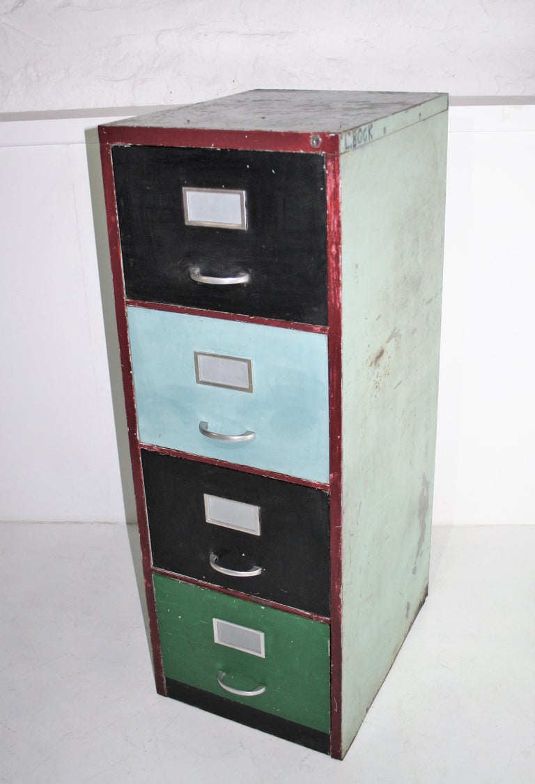 Unusual Industrial Salvage Colourful Office Metal Filing