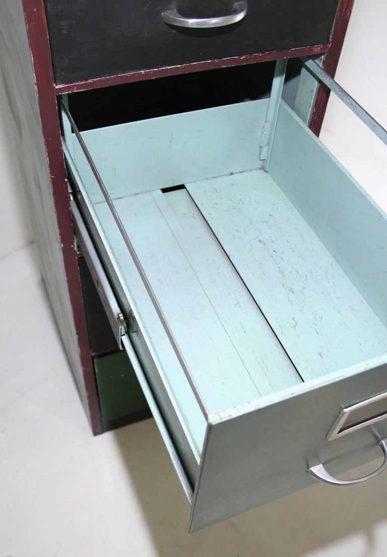 Unusual Industrial Salvage Colourful Office Metal Filing