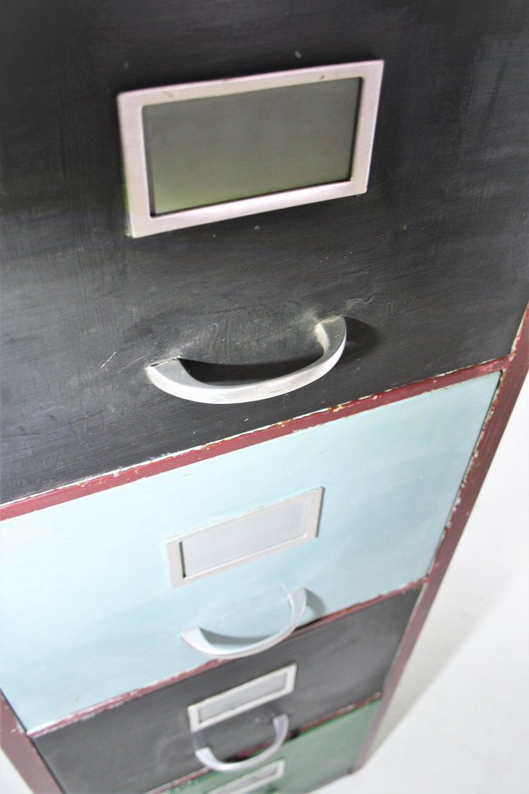 Unusual Industrial Salvage Colourful Office Metal Filing