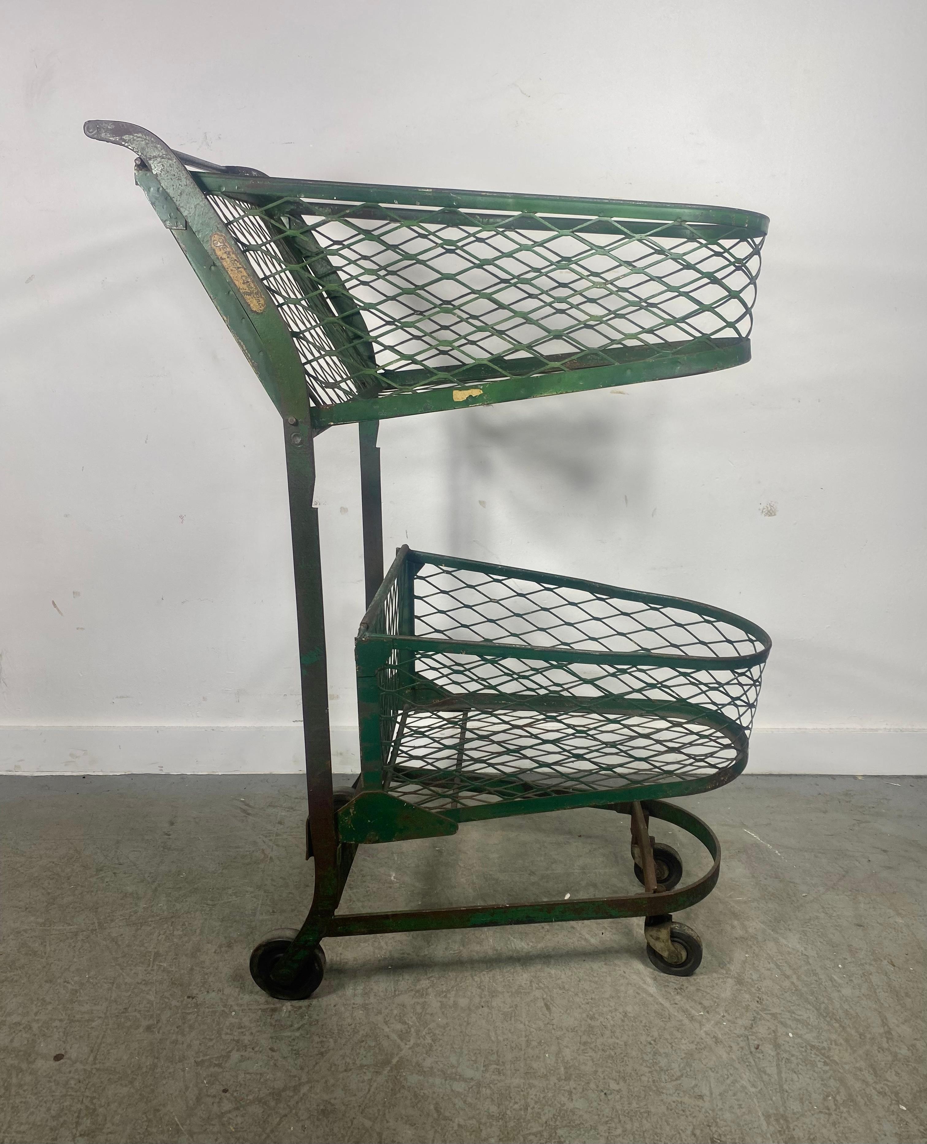 Painted Unusual Industrial Shopping Cart by Orla Watson , Telescope Cart Inc. For Sale