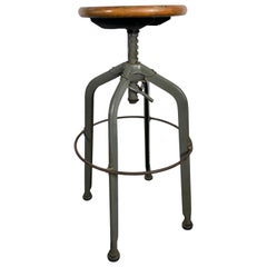 Unusual Industrial Toledo Drafting Stool, Adjustable Height