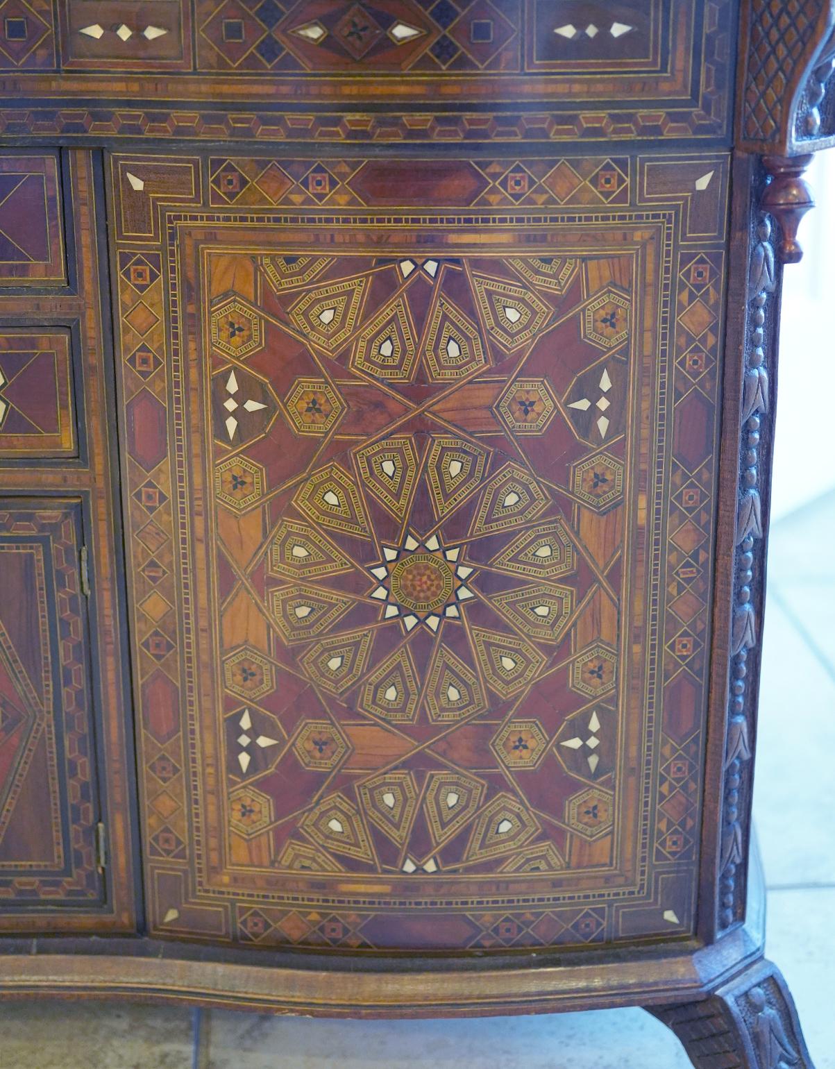 Unusual Inlaid Syrian Game Table w/ Backgammon, Chess, Card and Pullout Seat For Sale 6