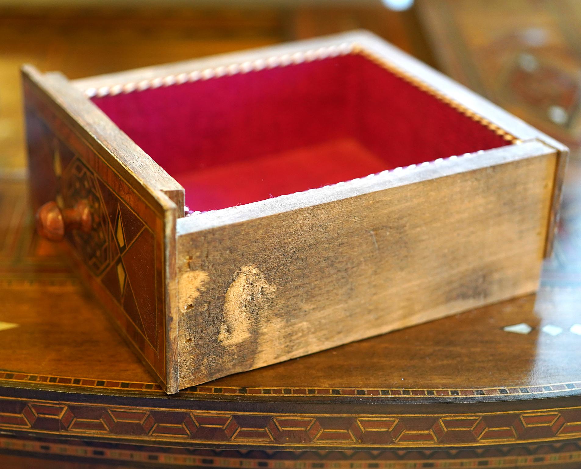 Unusual Inlaid Syrian Game Table w/ Backgammon, Chess, Card and Pullout Seat For Sale 9