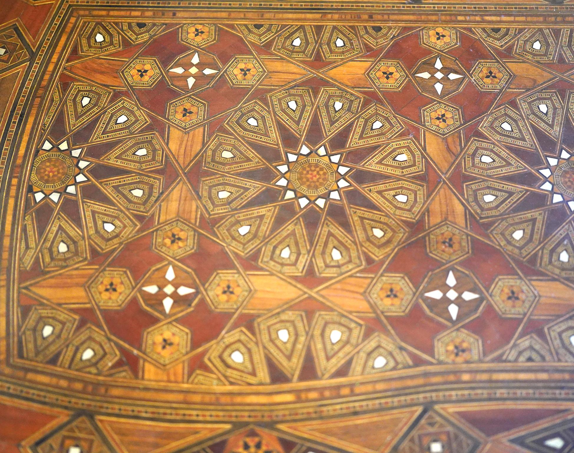 Unusual Inlaid Syrian Game Table w/ Backgammon, Chess, Card and Pullout Seat For Sale 15