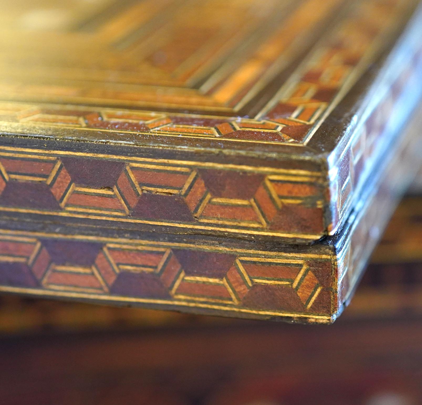 Unusual Inlaid Syrian Game Table w/ Backgammon, Chess, Card and Pullout Seat For Sale 3