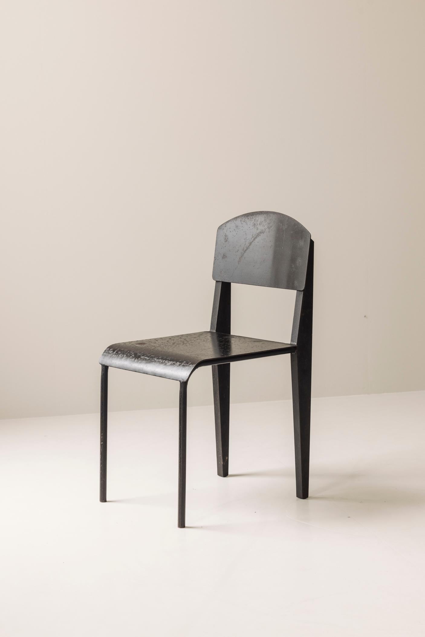 Mid-Century Modern Unusual interpretation Jean Prouvé Metropole 305 / Standard Chair, France, 1950s For Sale