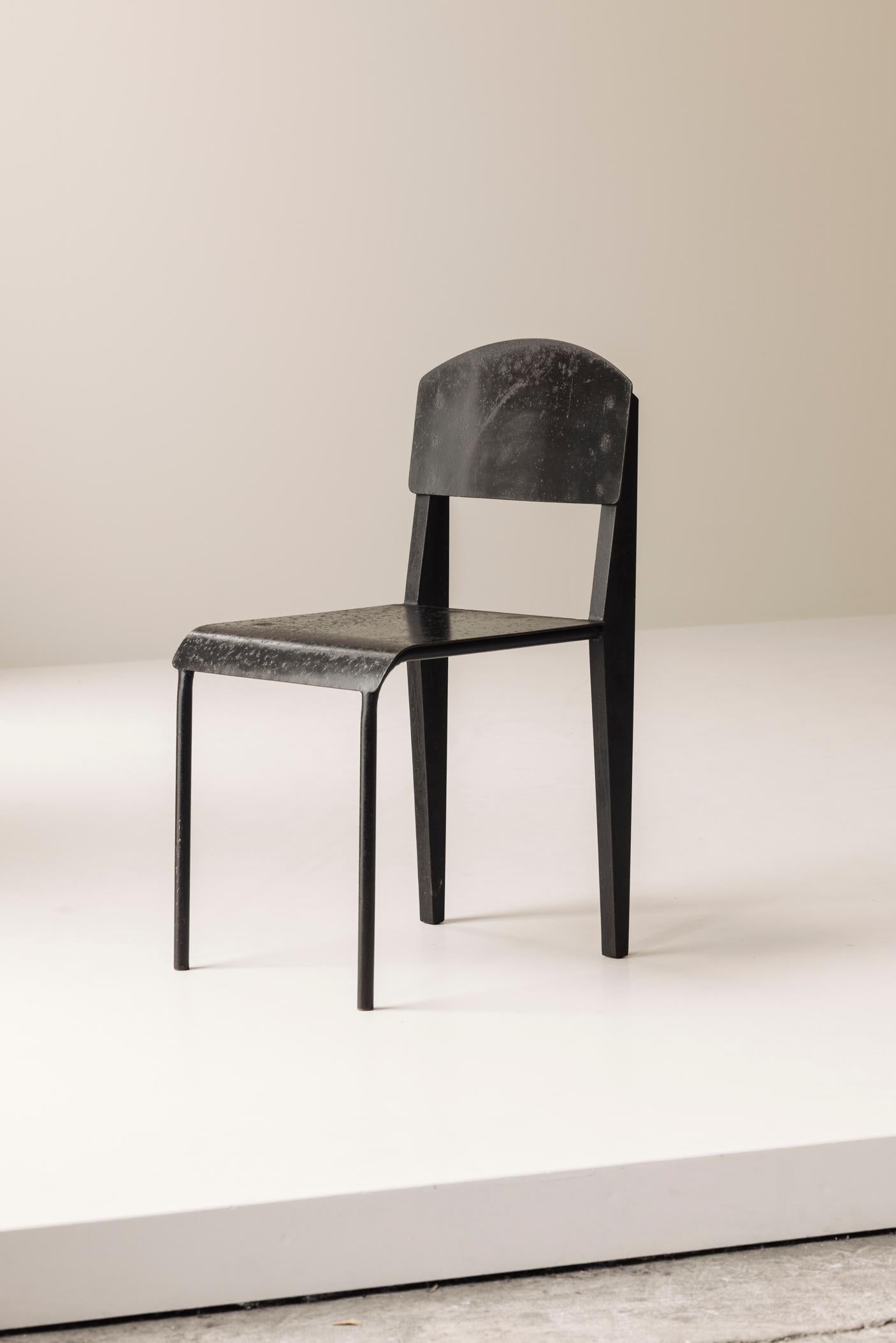 Metal Unusual interpretation Jean Prouvé Metropole 305 / Standard Chair, France, 1950s For Sale