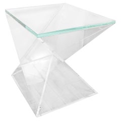 Vintage Unusual intersecting Lucite side table