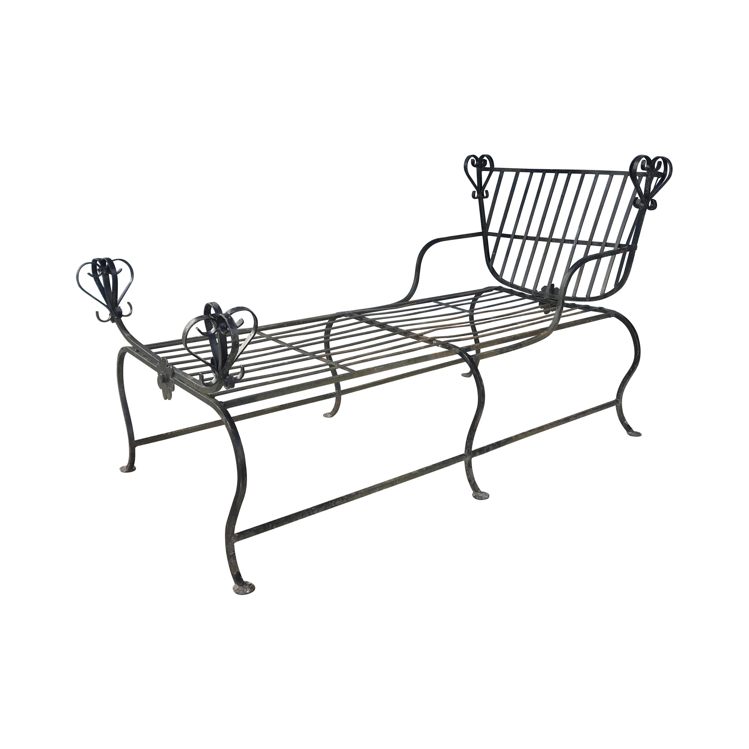 Unusual Iron Chaise Lounge, Custom Made, Savonarola Style, Indoor /Outdoor