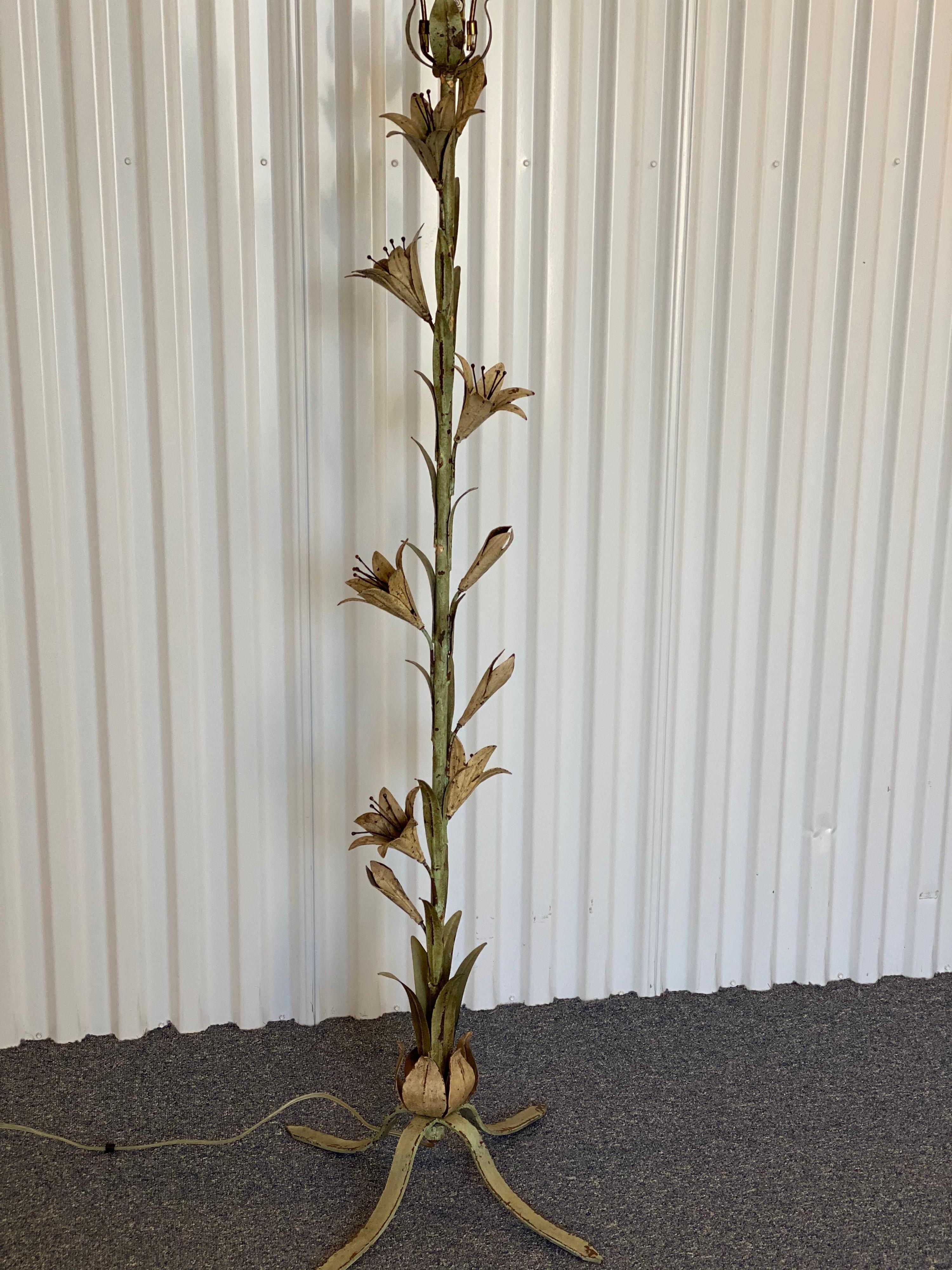 Unknown Unusual Iron Lily Standing Lamp