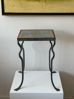 Unusual Iron Table By Kreissle Forge ca' 1940's Ceramic Top