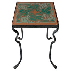 Unusual Iron Table By Kreissle Forge ca' 1940's Ceramic Top