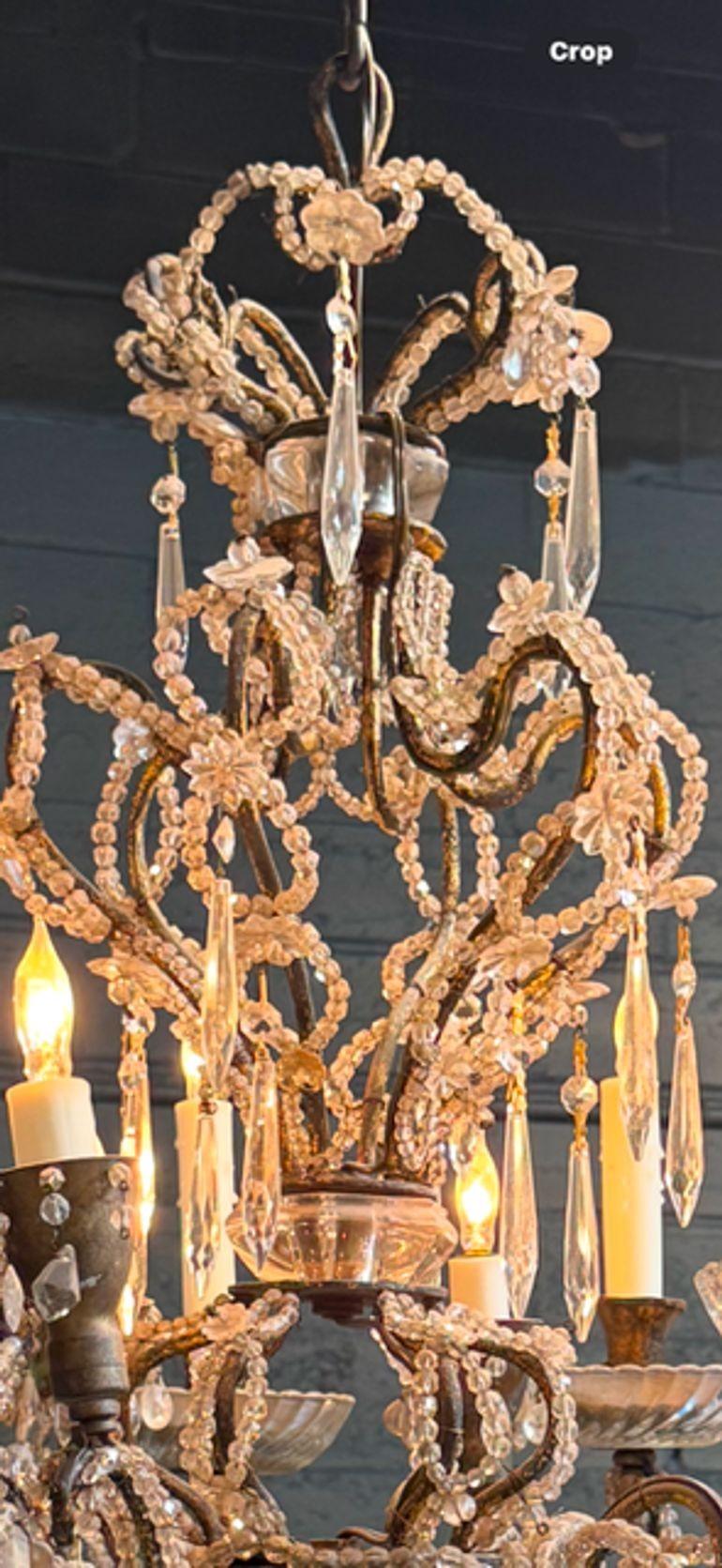 19th Century Unusual Italian Beaded Chandelier For Sale
