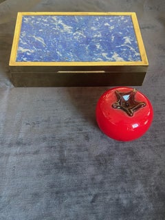 Unusual Italian Box in Brass and Lapis Lazuli