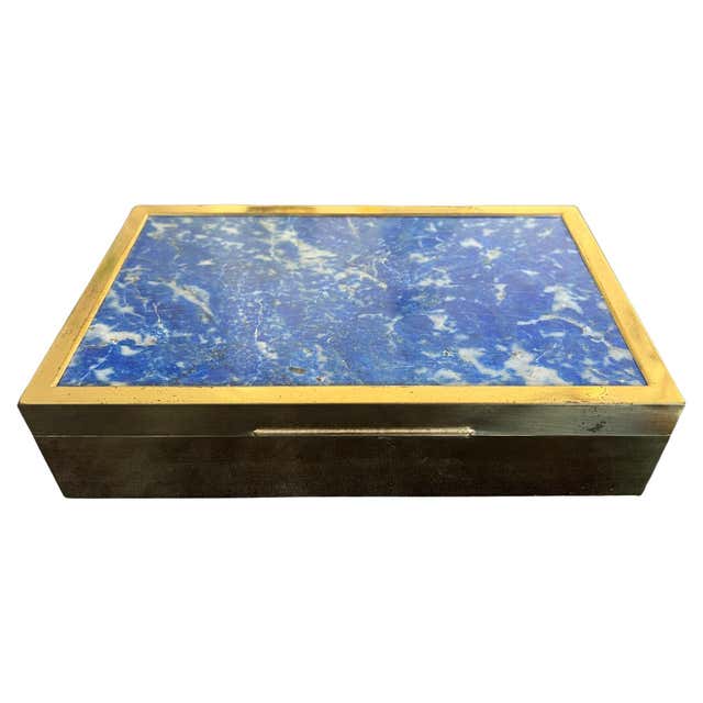 Pair Natural Lapis Lazuli Boxes Gold Dust For Sale at 1stDibs