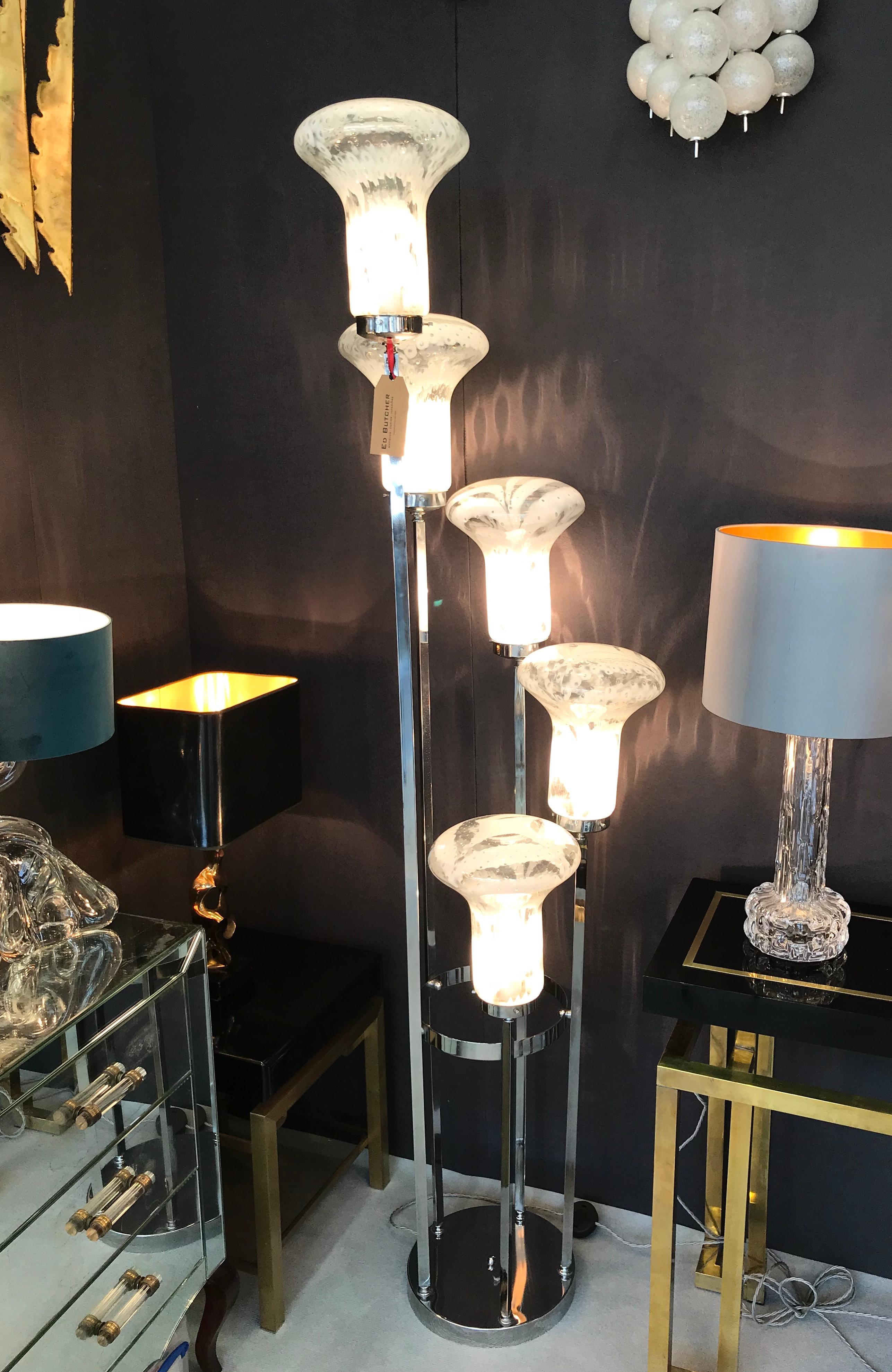 Unusual Italian Floor Lamp with Large Murano Glass Shades 7