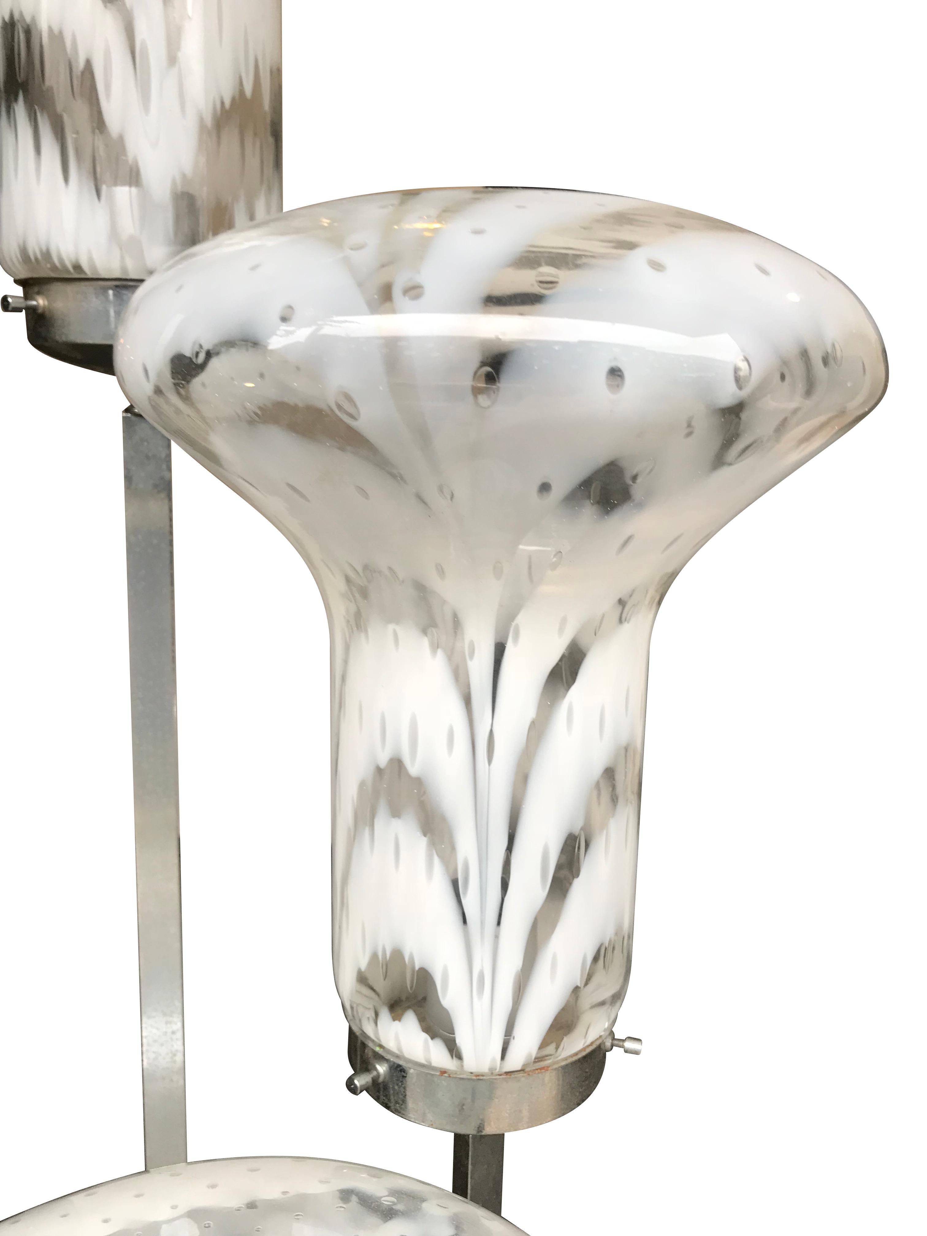 Unusual Italian Floor Lamp with Large Murano Glass Shades In Good Condition In London, GB