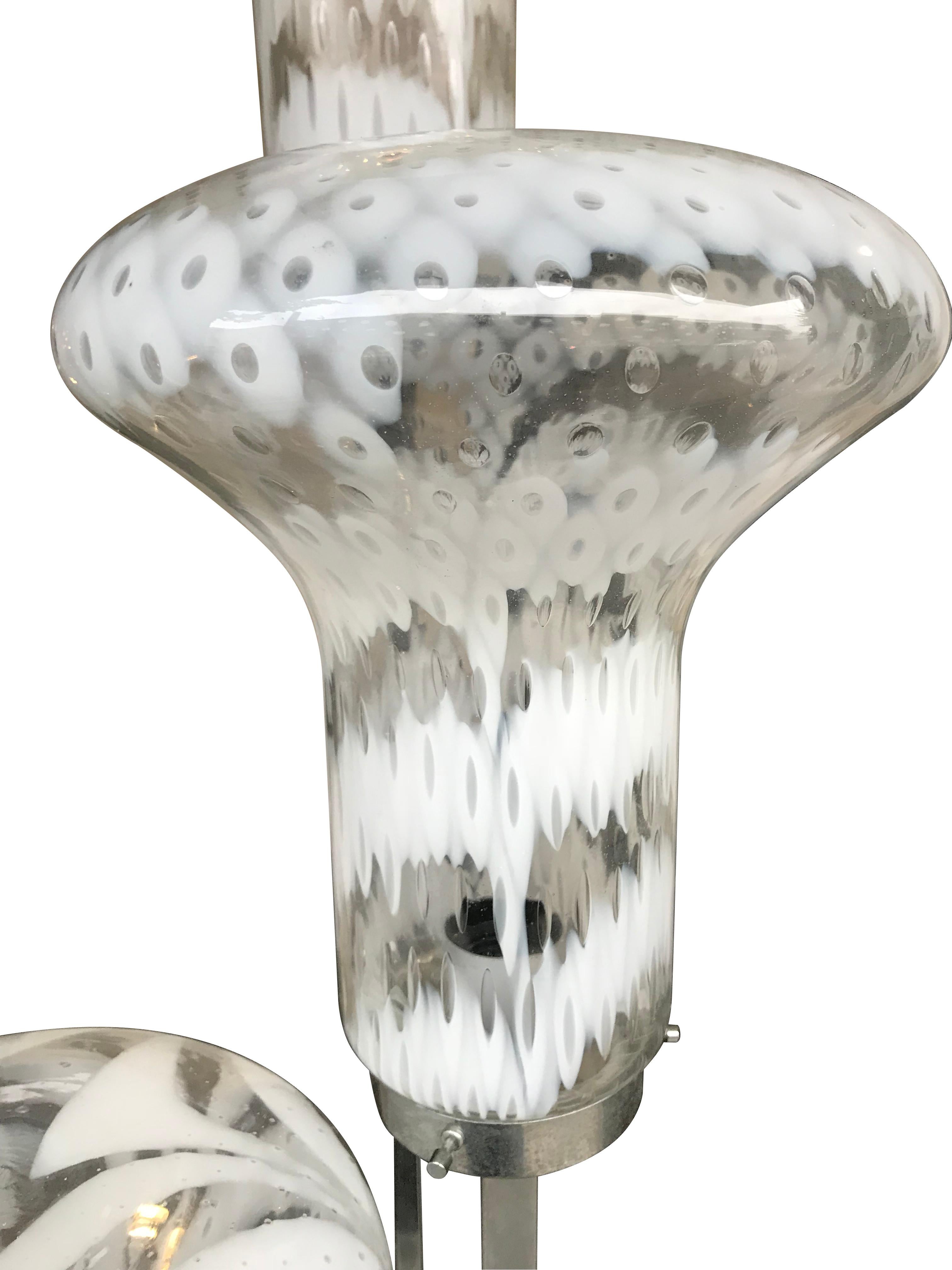 Unusual Italian Floor Lamp with Large Murano Glass Shades 2