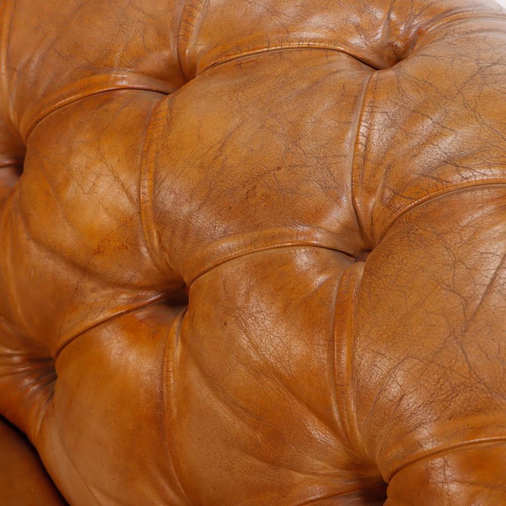 Leather Unusual Italian leather Chesterfield style sofa with extra deep frame C 1930.