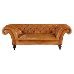 Unusual Italian leather Chesterfield style sofa with extra deep frame C 1930.